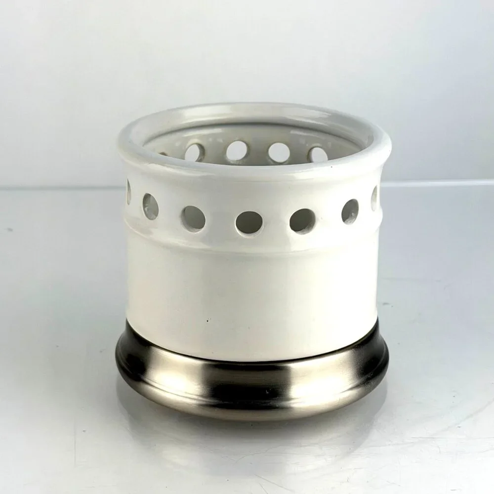 Williams Sonoma White Ceramic Wine Bottle Chiller with Stainless Base
